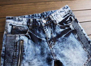 Zipper motorcycle denim jeans