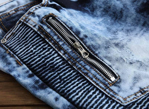 Zipper motorcycle denim jeans