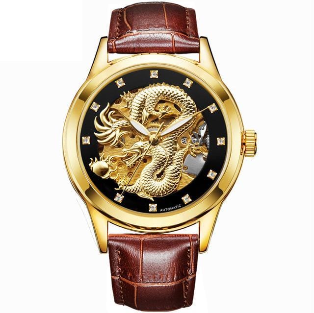 Golden dragon automatic watch