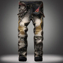 Load image into Gallery viewer, Bleach Ripped embroidery designer denim jeans