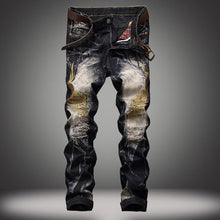 Load image into Gallery viewer, Bleach Ripped embroidery designer denim jeans