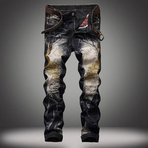 Bleach Ripped embroidery designer denim jeans