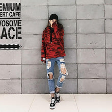 Load image into Gallery viewer, Camo pull over hooded jacket