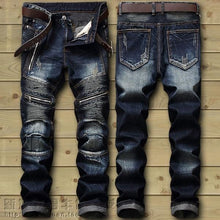 Load image into Gallery viewer, Zipper motorcycle denim jeans
