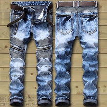 Load image into Gallery viewer, Zipper motorcycle denim jeans