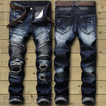 Load image into Gallery viewer, Zipper motorcycle denim jeans