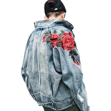 Load image into Gallery viewer, Rose petal embroidery denim jacket