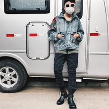 Load image into Gallery viewer, Rose petal embroidery denim jacket