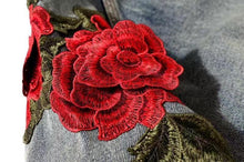 Load image into Gallery viewer, Rose petal embroidery denim jacket