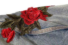 Load image into Gallery viewer, Rose petal embroidery denim jacket