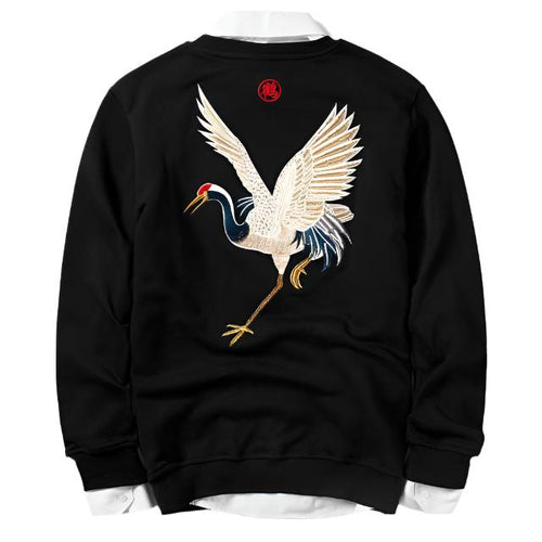 Embroidery flying crane sweatshirt
