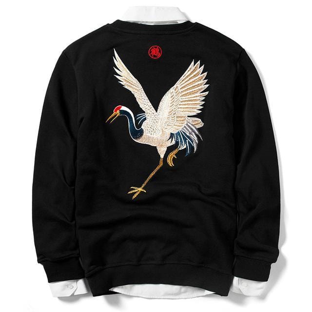 Embroidery flying crane sweatshirt