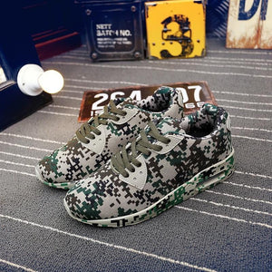 Digital camo & solid trainers