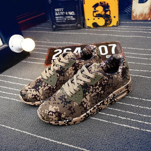 Digital camo & solid trainers
