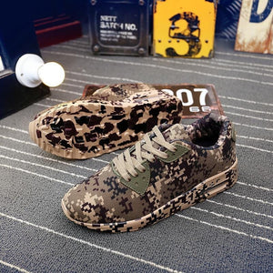 Digital camo & solid trainers