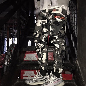 Security label camo cargo pants