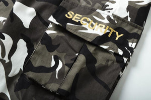 Security label camo cargo pants