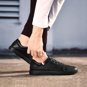 Dark leather casual sneakers