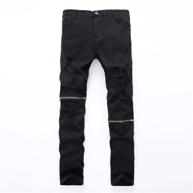 Men's knee zipper skinny jeans