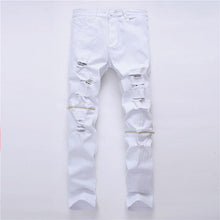 Load image into Gallery viewer, Men&#39;s knee zipper skinny jeans