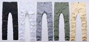 Men's knee zipper skinny jeans