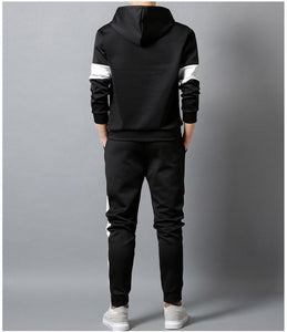 Patchwork street style hoodie + sweatpants set