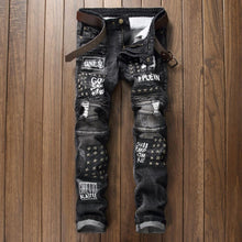 Load image into Gallery viewer, Carbon washed steel rivet designed jeans