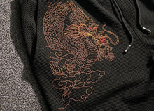 Load image into Gallery viewer, Carbon black Tang Dynasty inspired sweatpants dragon design