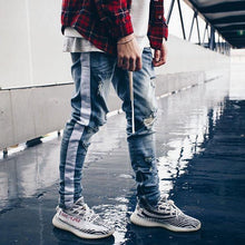 Load image into Gallery viewer, White stripe skinny jeans