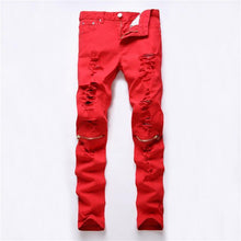 Load image into Gallery viewer, Ripped solid color jeans various