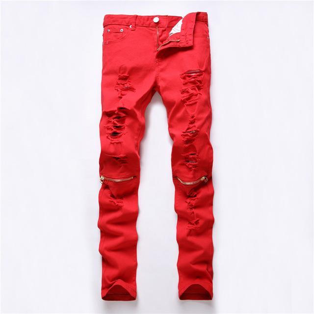 Ripped solid color jeans various