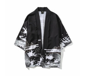 Japanese kimono dragon wave T-shirt