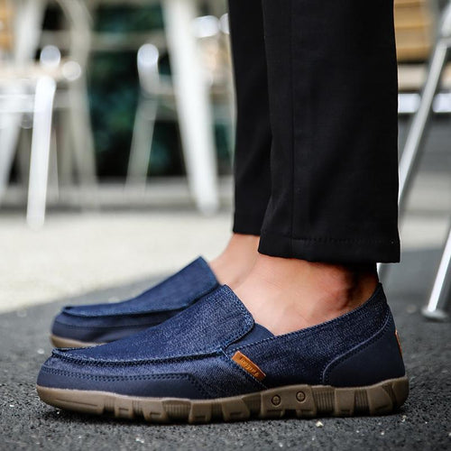 Canvas rubber bottom loafers