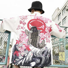 Load image into Gallery viewer, Sakura fish Japanese kimono style T-shirt