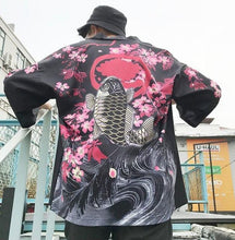 Load image into Gallery viewer, Sakura fish Japanese kimono style T-shirt