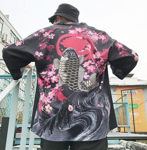 Sakura fish Japanese kimono style T-shirt