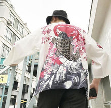 Load image into Gallery viewer, Sakura fish Japanese kimono style T-shirt
