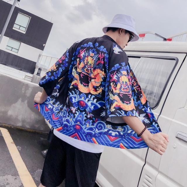 Okinawan dragon kimono T-shirt