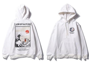 Japanese lazy cat tsunami hoodie