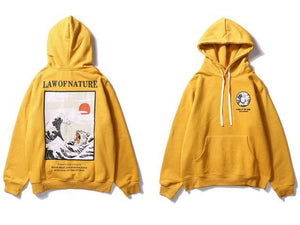 Japanese lazy cat tsunami hoodie