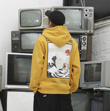 Load image into Gallery viewer, Japanese lazy cat tsunami hoodie