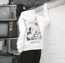 Load image into Gallery viewer, Japanese lazy cat tsunami hoodie