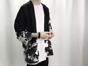 Japanese kimono dragon wave T-shirt