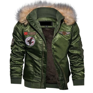 Fur collar military flight jacket
