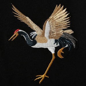 Chinese crane embroidery T-shirt