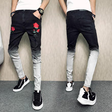 Load image into Gallery viewer, Double rose 2 color jeans