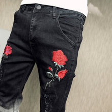 Load image into Gallery viewer, Double rose 2 color jeans