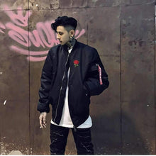 Load image into Gallery viewer, Classic single rose bomber jacket