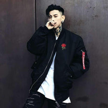 Load image into Gallery viewer, Classic single rose bomber jacket
