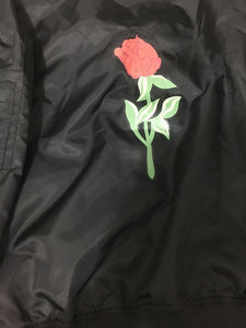 Classic single rose bomber jacket
